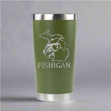 Fish Michigan - Fishigan - 20oz Stainless Steel Tumbler - Michigan