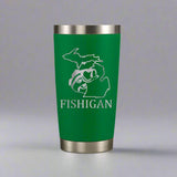 Fish Michigan - Fishigan - 20oz Stainless Steel Tumbler - Michigan