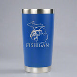 Fish Michigan - Fishigan - 20oz Stainless Steel Tumbler - Michigan