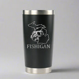 Fish Michigan - Fishigan - 20oz Stainless Steel Tumbler - Michigan