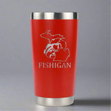 Fish Michigan - Fishigan - 20oz Stainless Steel Tumbler - Michigan