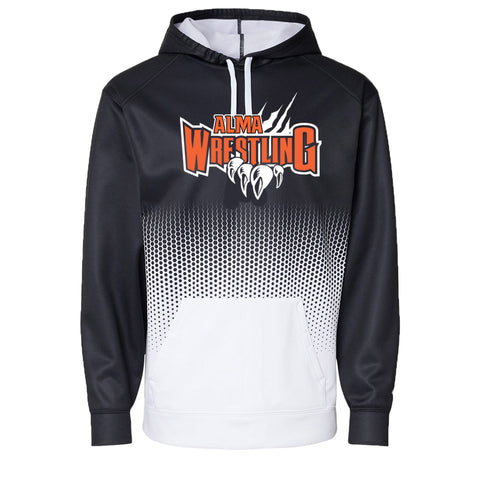 Performance Polyester Black/White Hooded Sweatshirt